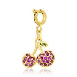 Removable magenta & green Micro Pave Cubic Zirconia Charm